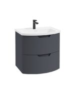 ARC Wall Hung 60cm Two Drawer Vanity Unit - Matt Night Sky Blue & Gloss Basin