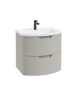 ARC Wall Hung 60cm Two Drawer Vanity Unit - Matt Arctic Grey & Gloss Basin
