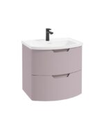 ARC Wall Hung 60cm Two Drawer Vanity Unit - Matt Cashmere Pink & Gloss Basin