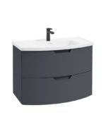 ARC Wall Hung 80cm Two Drawer Vanity Unit - Matt Night Sky Blue & Gloss Basin