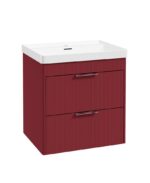 REED Wall Hung 60cm Two Drawer Vanity Unit - Chrome, Ruby Fern & Basin