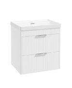 REED Wall Hung 60cm Two Drawer Vanity Unit - Chrome, Lakeshore Lily & Basin