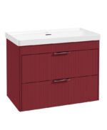 REED Wall Hung 80cm Two Drawer Vanity Unit - Chrome, Ruby Fern & Basin