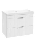 REED Wall Hung 80cm Two Drawer Vanity Unit - Chrome, Lakeshore Lily & Basin