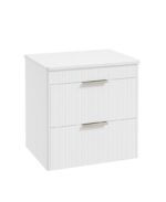 REED Wall Hung 60cm Two Drawer Countertop Vanity Unit - Brushed Nickel, Lakeshore Lily