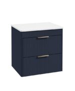 REED Wall Hung 60cm Two Drawer Countertop Vanity Unit - Brushed Nickel, Cobalt Night