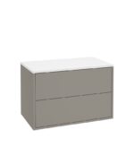 PULSE Wall Hung 80cm Two Drawer Countertop Vanity Unit - City Stone