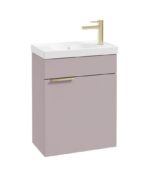 STOCKHOLM Wall Hung 50cm Single Door Cloakroom Vanity Unit - Brushed Gold, Matt Cashmere Pink