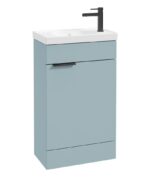STOCKHOLM Floorstanding 50cm Single Door Cloakroom Vanity Unit - Matt Black, Matt Morning Sky Blue