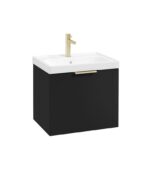STOCKHOLM Wall Hung 50cm Single Drawer Vanity Unit - Brushed Gold, Matt Black
