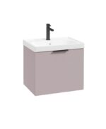 STOCKHOLM Wall Hung 50cm Single Drawer Vanity Unit - Matt Black, Matt Cashmere Pink