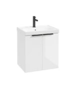 STOCKHOLM Wall Hung 50cm Two Door Vanity Unit - Matt Black, Gloss White