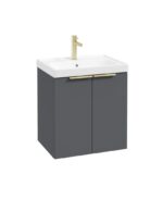 STOCKHOLM Wall Hung 50cm Two Door Vanity Unit - Brushed Gold, Matt Midnight Grey
