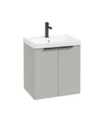 STOCKHOLM Wall Hung 50cm Two Door Vanity Unit - Matt Black, Matt Arctic Grey