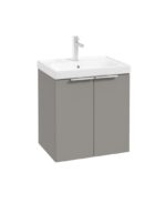 STOCKHOLM Wall Hung 50cm Two Door Vanity Unit - Brushed Chrome, Matt Khaki