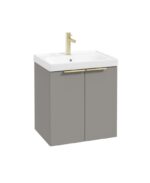 STOCKHOLM Wall Hung 50cm Two Door Vanity Unit - Brushed Gold, Matt Khaki