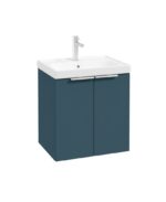 STOCKHOLM Wall Hung 50cm Two Door Vanity Unit - Brushed Chrome, Matt Ocean Blue