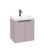 STOCKHOLM Wall Hung 50cm Two Door Vanity Unit - Matt Black, Matt Cashmere Pink