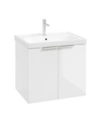 STOCKHOLM Wall Hung 60cm Two Door Vanity Unit - Brushed Chrome, Gloss White