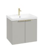 STOCKHOLM Wall Hung 60cm Two Door Vanity Unit - Brushed Gold, Matt Arctic Grey