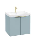 STOCKHOLM Wall Hung 60cm Two Door Vanity Unit - Brushed Gold, Matt Morning Sky Blue