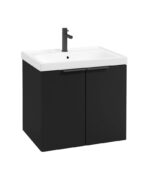 STOCKHOLM Wall Hung 60cm Two Door Vanity Unit - Matt Black, Matt Black