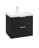 STOCKHOLM Wall Hung 60cm Two Drawer Vanity Unit - Brushed Chrome, Matt Black