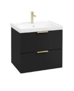 STOCKHOLM Wall Hung 60cm Two Drawer Vanity Unit - Brushed Gold, Matt Black