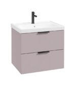 STOCKHOLM Wall Hung 60cm Two Drawer Vanity Unit - Matt Black, Matt Cashmere Pink
