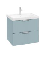 STOCKHOLM Wall Hung 60cm Two Drawer Vanity Unit - Brushed Chrome, Matt Morning Sky Blue