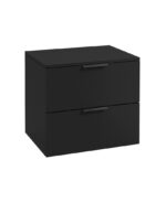 STOCKHOLM Wall Hung 60cm Two Drawer Countertop Vanity Unit - Matt Black, Matt Black