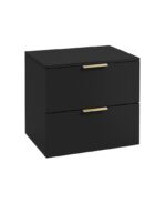 STOCKHOLM Wall Hung 60cm Two Drawer Countertop Vanity Unit - Brushed Gold, Matt Black