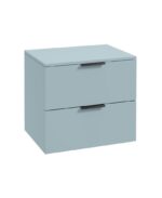 STOCKHOLM Wall Hung 60cm Two Drawer Countertop Vanity Unit - Matt Black, Matt Morning Sky Blue