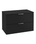 STOCKHOLM Wall Hung 80cm Two Drawer Countertop Vanity Unit - Brushed Chrome, Matt Black