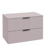 STOCKHOLM Wall Hung 80cm Two Drawer Countertop Vanity Unit - Matt Black, Matt Cashmere Pink