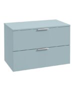 STOCKHOLM Wall Hung 80cm Two Drawer Countertop Vanity Unit - Brushed Chrome, Matt Morning Sky Blue
