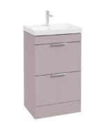 STOCKHOLM Floorstanding 50cm Two Drawer Vanity Unit - Brushed Chrome, Matt Cashmere Pink