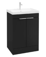STOCKHOLM Floorstanding 60cm Two Door Vanity Unit - Brushed Chrome, Matt Black