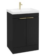 STOCKHOLM Floorstanding 60cm Two Door Vanity Unit - Brushed Gold, Matt Black