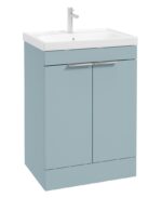 STOCKHOLM Floorstanding 60cm Two Door Vanity Unit - Brushed Chrome, Matt Morning Sky Blue