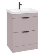 STOCKHOLM Floorstanding 60cm Two Drawer Vanity Unit - Matt Black, Matt Cashmere Pink