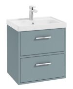 FINLAND Wall Hung 50cm Two Drawer Vanity Unit - Chrome, Matt Coral Green