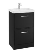 FINLAND Floorstanding 50cm Two Drawer Vanity Unit - Chrome, Matt Black