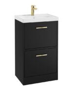 FINLAND Floorstanding 50cm Two Drawer Vanity Unit - Gold, Matt Black