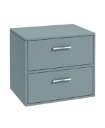 FINLAND Wall Hung 60cm Two Drawer Countertop Vanity Unit - Chrome, Matt Coral Green