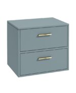 FINLAND Wall Hung 60cm Two Drawer Countertop Vanity Unit - Gold, Matt Coral Green