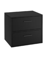 FINLAND Wall Hung 60cm Two Drawer Countertop Vanity Unit - Black, Matt Black