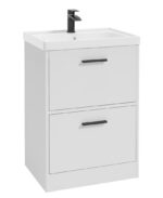 FINLAND Floorstanding 60cm Two Drawer Vanity Unit - Black, Matt White