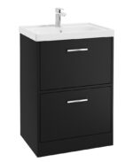 FINLAND Floorstanding 60cm Two Drawer Vanity Unit - Chrome, Matt Black