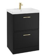 FINLAND Floorstanding 60cm Two Drawer Vanity Unit - Gold, Matt Black